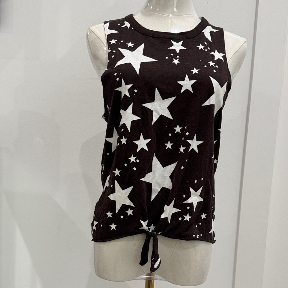 Starry Night Black/brown and White Tank Top